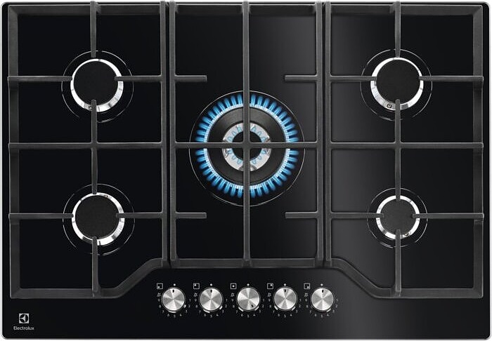 Варочная панель газовая Electrolux KGG75362K черное стекло