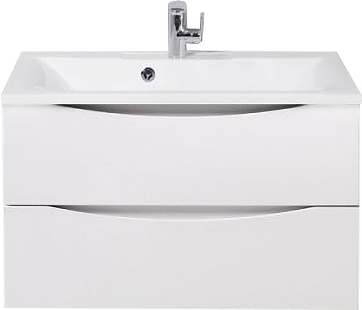 Тумба с раковиной BelBagno MARINO-800-2C-SO-BO-P + BB800/450-LV-MR-PR перелив слева, белый матовый