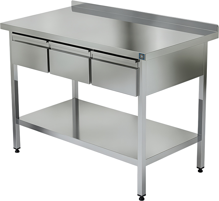 Стол-тумба РЕКОМ ТЯПБ-120/70/85 4 ящика и полка, с бортом