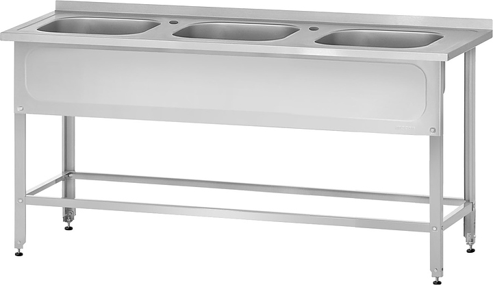 Ванна моечная Mecon Norma Inox ВМЦн 1800х600х860 мм (3 м/о 500х400х250 мм) ножка угловая