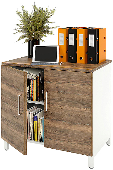 Шкаф для документов ZAMM 2 полки, 2 двери МК 600 90х60х83,7 см фасад дуб Галифакс олово, корпус белый