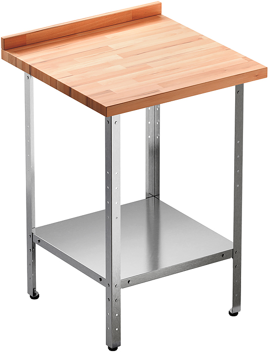 Стол кондитерский Мебель Фронт Профи СКПП 900x900x860 мм, полка сплошная, с бортом, бук