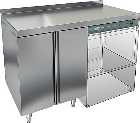 Стол под посудомоечную машину HICOLD НБМСЗКП-12/7БП с правым крылом и бортом