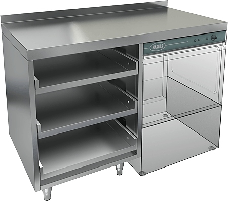 Стол под посудомоечную машину HICOLD НБМКБКП-12/6БП с правым крылом и бортом