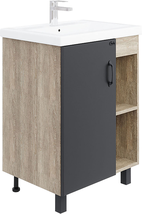 Тумба под раковину Onika ТИМБЕР 60.01 серая матовая, дуб сонома