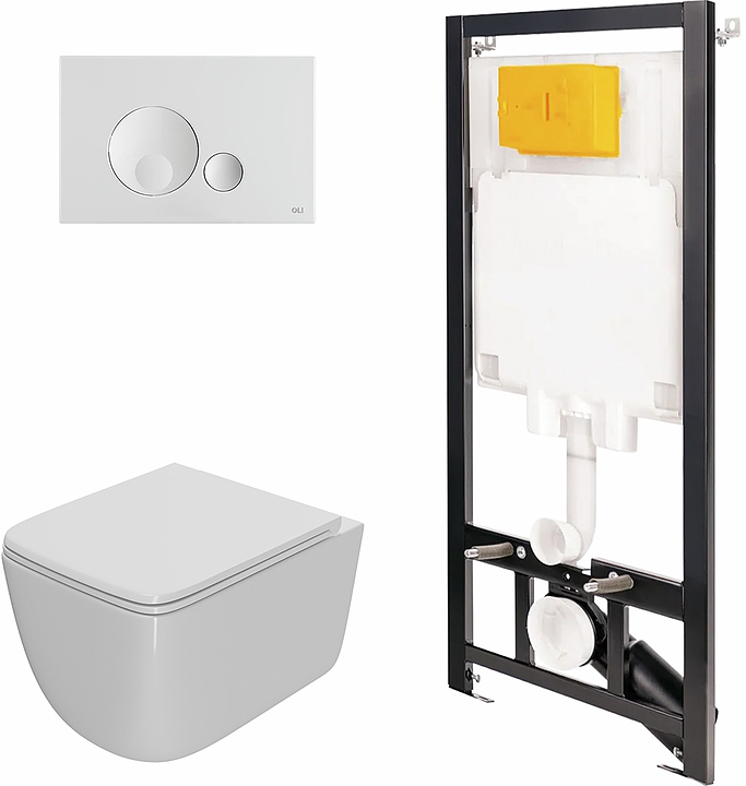 Унитаз подвесной с инсталляцией и панелью смыва OLI 80 ECO 886914GBO1+PN41831