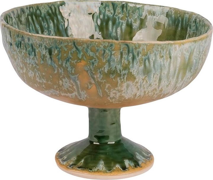 Ваза для фруктов P.L. Proff Cuisine Green Malachite Frutti di Mare B240153226-2401C 2350 мл d=25/12,4 см h=18,8 см (керамика)