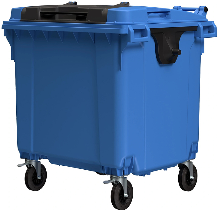 Контейнер для мусора iPlast 22.C19.TL 1100 л крышка TwinLid, темно-голубой