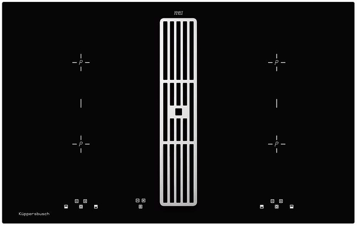 Индукционная варочная панель с вытяжкой Kuppersbusch KMI 8500.0 SR Silver Chrome