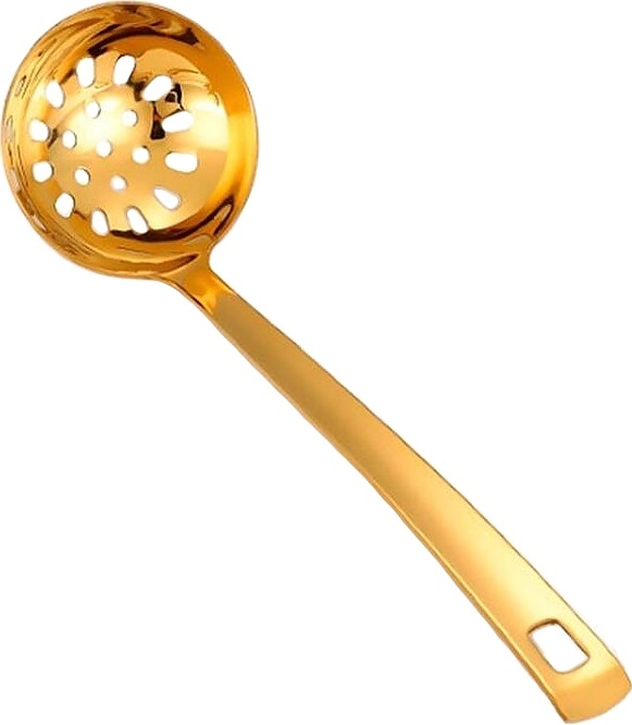 Ложка гарнирная P.L. Proff Cuisine EBUA-02G / DJENI Ladle Square Tip l=26,4 см перфорированная (нерж. cталь с PVD покрытием) золото