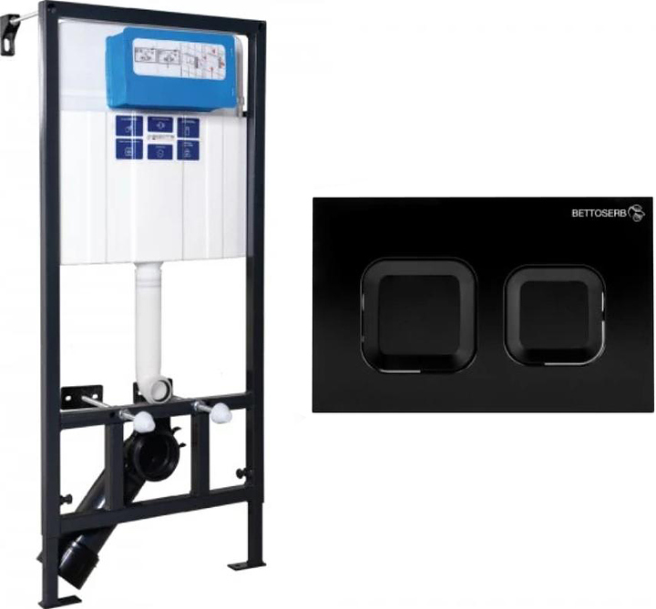 Инсталляция для унитаза BETTOSERB Djerma Sava Fix Slim SET40006471 кнопка смыва черная матовая