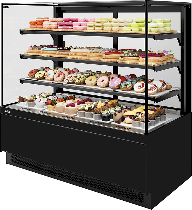 Витрина кондитерская Chilz VETE II KUB 90 черный муар, металлик