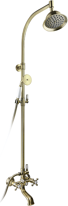 Душевая стойка TIMO Nelson SX-1090/02 с верхней душевой лейкой "Тропический дождь", антик