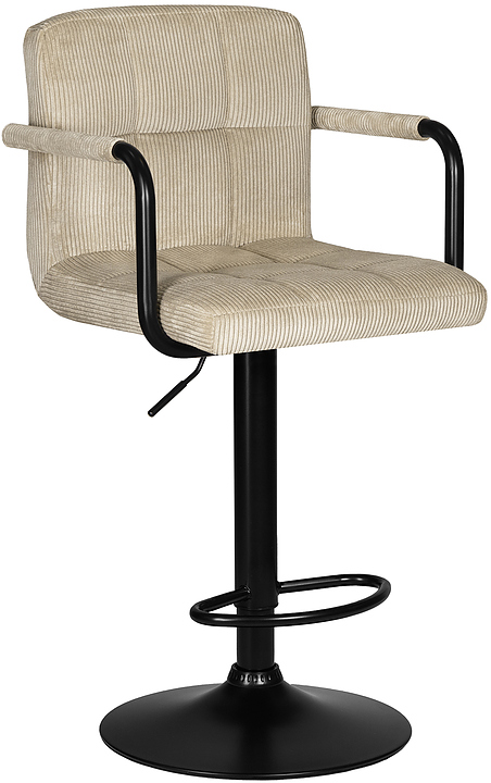Стул барный DOBRIN 2041-25 KRUGER ARM BLACK (бежевый вельвет, черный)