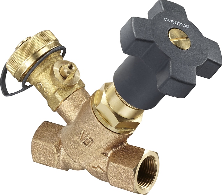 Вентиль запорный с косой посадкой и сливом Oventrop 1050310, ДУ 32, PN 25, Rp 1 1/4" (ВР) - Rp 1 1/4" (ВР), бронза