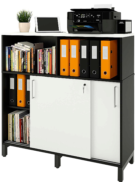 Локер ZAMM 2 полки с надстройкой МК 414 120х41,4х120,7 см фасад белый, корпус черный