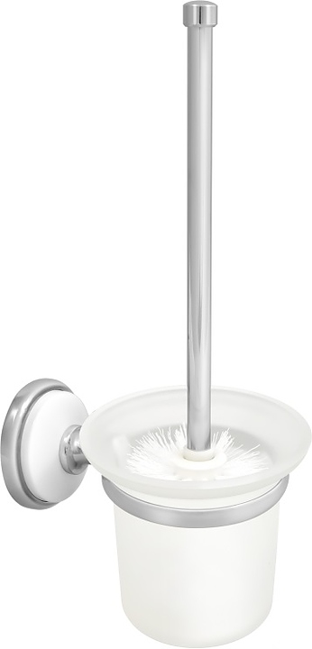 Ершик туалетный Puff Solinne B-51114 Blanco (силумин / стекло матовое) хром / белый / сатин