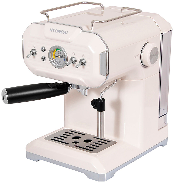 Кофеварка рожковая Hyundai HEM-5300 850 Вт бежевый/серебристый
