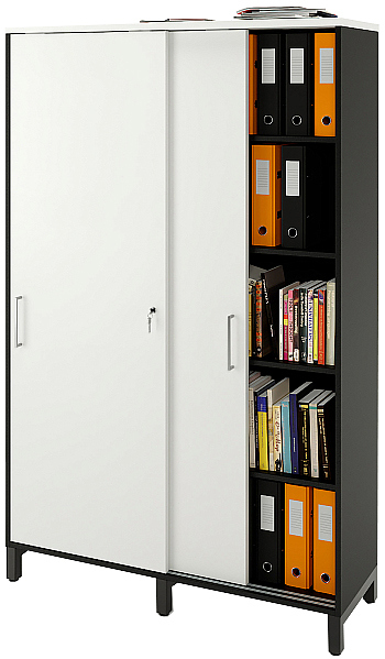 Локер ZAMM 5 полок МК 414 120х41,4х190 см фасад белый, корпус черный