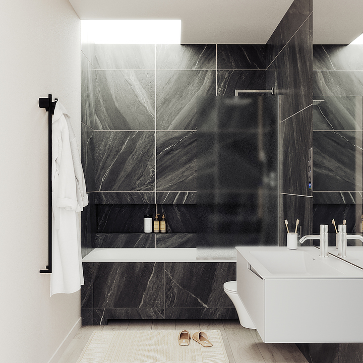 Шторка на ванну MaybahGlass MGV-90-5у 40х140 см, сатин, хром матовый