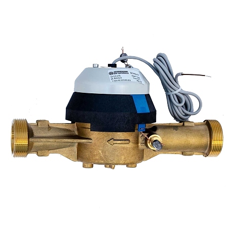 Счётчик г/в крыльчатый одноструйный латунный корпус Ду 32 Ру16 Qn=6 м3/ч 150С L=260мм резьба импульсный Б/К класс B IP54 ВСТН Тепловодомер R131-032-320-B54