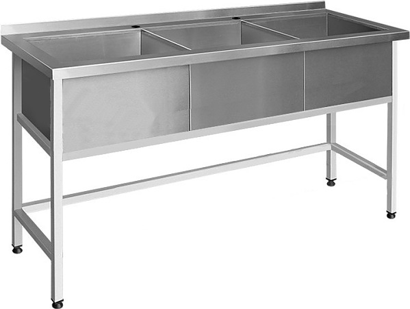 Ванна моечная Finist ВМП-3 1600х600х850 мм 2 отверстия под смеситель, с бортом