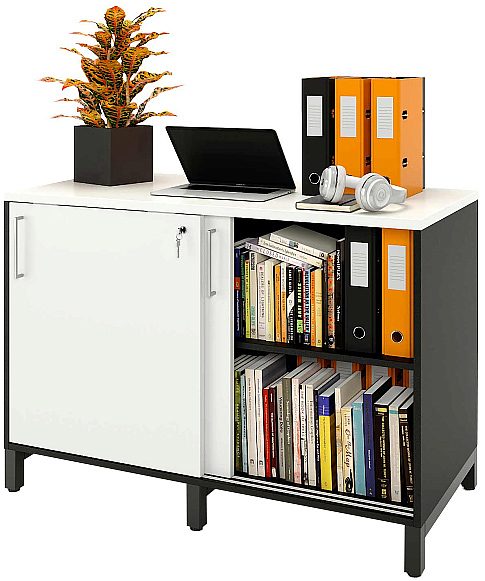 Локер ZAMM 2 полки МК 600 120х60х83,7 см фасад белый, корпус черный