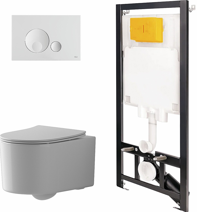 Унитаз подвесной с инсталляцией и панелью смыва OLI 80 ECO 886914GBO1+PN41701