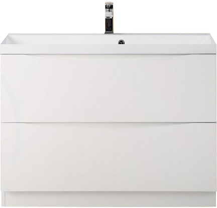 Тумба с раковиной BelBagno MARINO-800-2C-PIA-BL-P + BB800/450-LV-MR-PR перелив слева, белый глянцевый