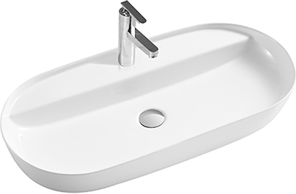 Раковина накладная Mira MR-8241 82х41 см, с отв. под смеситель, керамика
