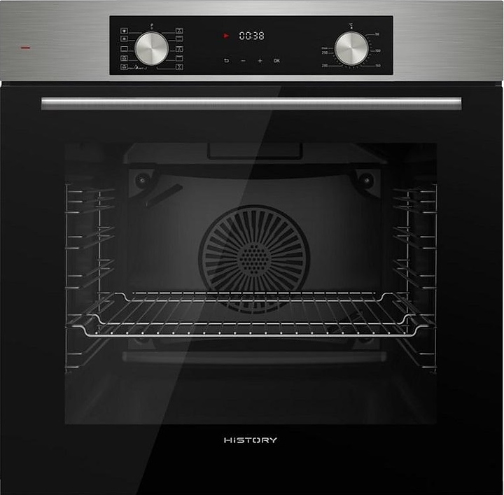 Духовой шкаф HiSTORY OE7710B.FIX черный / стекло / нерж. сталь
