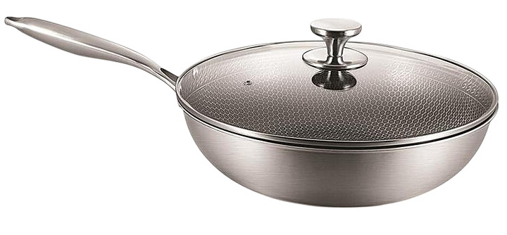 Сковорода Вок P.L. Proff Cuisine New Kitchen Honeycombs 81280259 6 л d 32 см h 9.5 см нержавеющая сталь, индукция