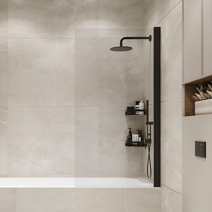 Шторка на ванну Terminus Ното 2CW150х70B 70х145 см, распашная, профиль черный