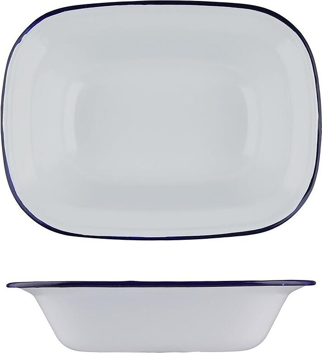 Блюдо сервировочное Sunnex CEP9082 Blue Rim 1250 мл 26х19 см h=6 см (эмалированная сталь) прямоугольное