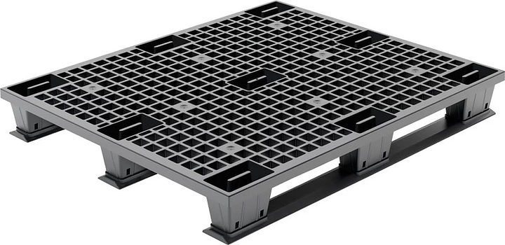 Паллет ТАРА.РУ TR 1210 LPS 1200х1000х150 мм (перфорированный на 3 полозьях) черный