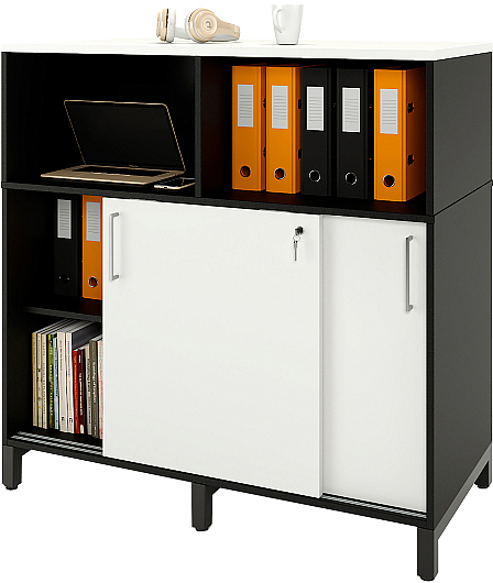 Локер ZAMM 2 полки с надстройкой МК 600 120х60х120,7 см фасад белый, корпус черный