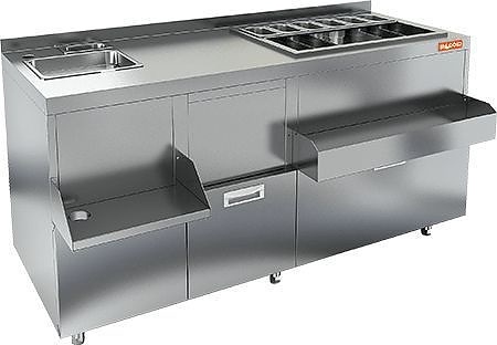 Барная станция HICOLD НБМКС-15/7БПК (с бортом, с ящиками)