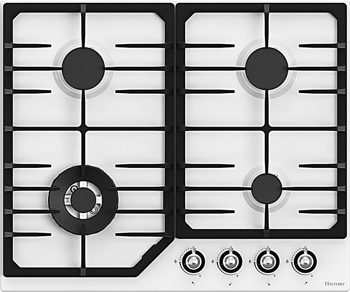 Варочная панель газовая HiSTORY HGE643C RWH белая эмаль