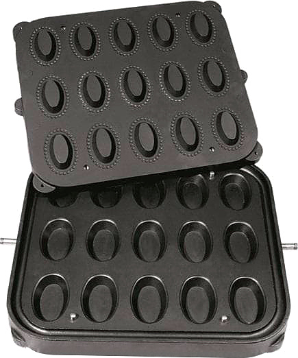 Форма для тарталетницы Kocateq DHTartmatic Plate 16 (овальные, верхний 79х52 мм, нижний 59х35 мм, 15 шт.)