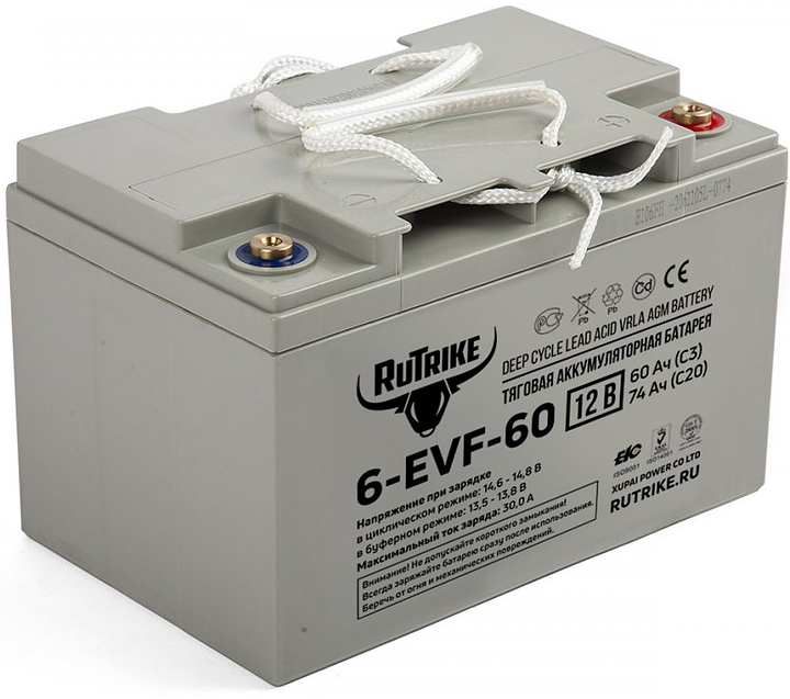 Тяговый аккумулятор Rutrike 6-EVF-60 (12V60A/H C3)