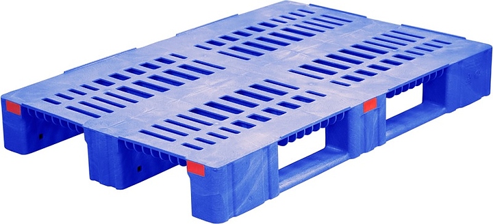 Паллет ТАРА.РУ TR 1208-3-2 1200х800х150 мм (перфорированный на 3 полозьях (версия 2)) усиленный синий