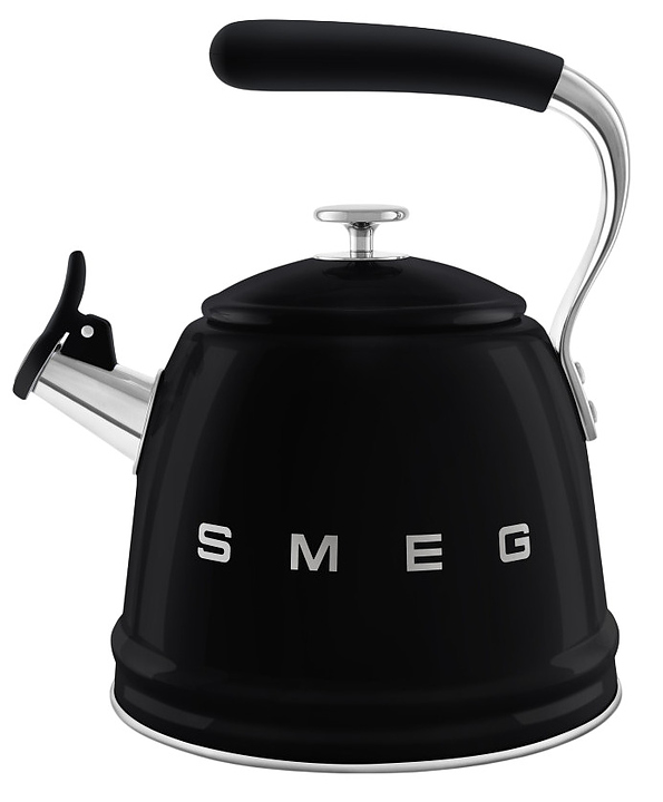 Чайник SMEG WKF01BL 2.3 л 243x205х277 мм со свистком, черный, глянцевый