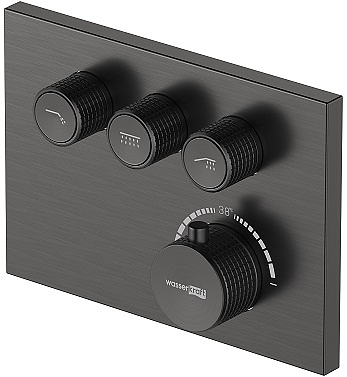 Смеситель для ванны и душа термостатический Wasserkraft Wiese 8400 8458 Thermo сталь оружейная