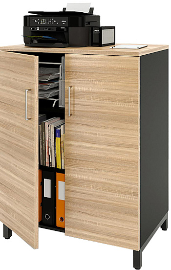 Шкаф для документов ZAMM 3 полки, 2 двери МК 600 90х60х120 см фасад дуб Бардолино, корпус черный