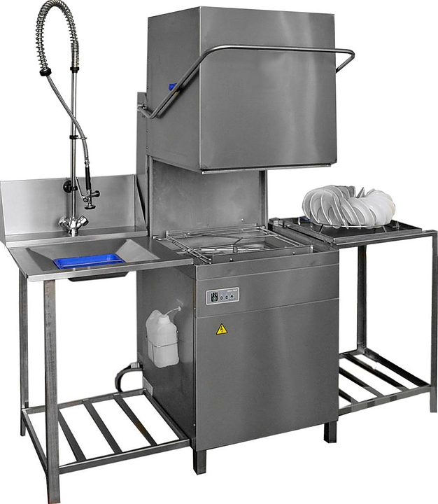 Купольная посудомоечная машина ГродТоргМаш МПУ-700М со столами загрузки и разгрузки