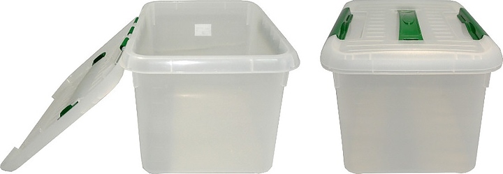 Контейнер для продуктов MGprof 53742 8 л 30х23 см h=16,5 см прямоугольный с крышкой, ручкой и зеленым зажимом (полипропилен)