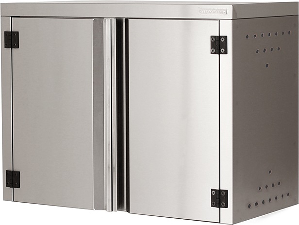 Полка кухонная Mecon Norma Inox ПНЗн 800х400х600 мм сетки для стаканов (2 шт.) с поддоном, распашные двери