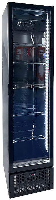 Шкаф холодильный Frigoglass Smart 130-NC (R600a) (черн.корпус, черн.кабинет, черн.рамка дв., 1вертик.Led, 6 полок, 6цд, без канапе)
