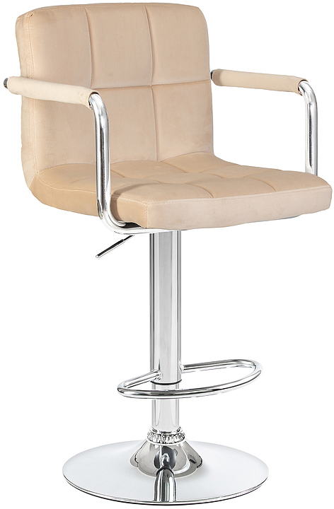 Стул барный DOBRIN 5011-LM-N KRUGER ARM (бежевый велюр, хром) 2 шт.