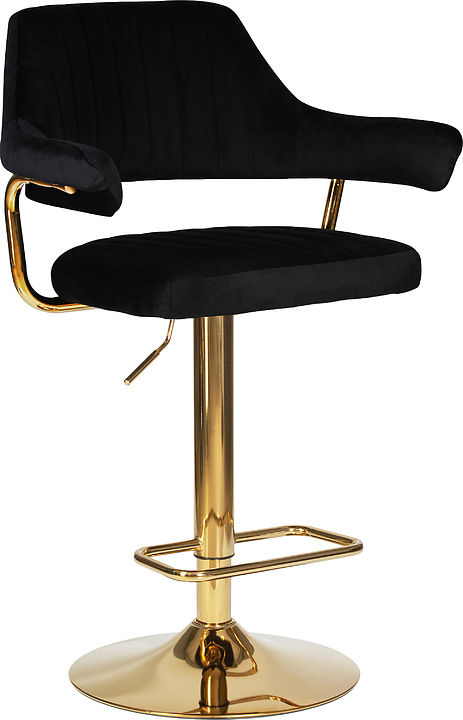 Стул барный DOBRIN 5019_Golden-LM CHARLY GOLD (черный велюр, золотой металл)